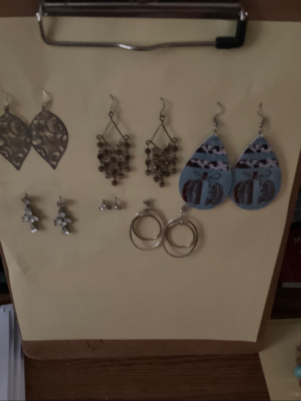 Blue Patterned Teardrop Dangle Earrings for Women
